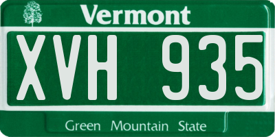 VT license plate XVH935
