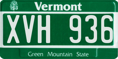 VT license plate XVH936