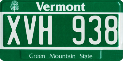 VT license plate XVH938