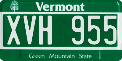 VT license plate XVH955