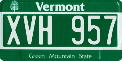 VT license plate XVH957