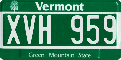 VT license plate XVH959