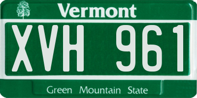 VT license plate XVH961