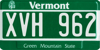 VT license plate XVH962