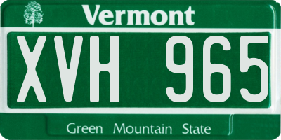 VT license plate XVH965
