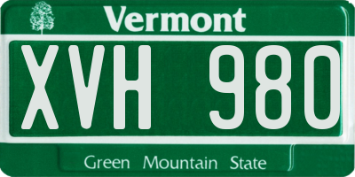VT license plate XVH980