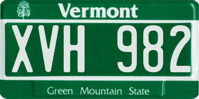 VT license plate XVH982
