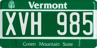 VT license plate XVH985