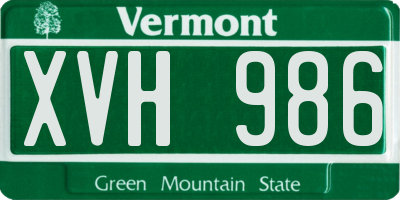 VT license plate XVH986