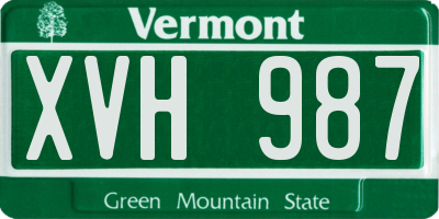 VT license plate XVH987