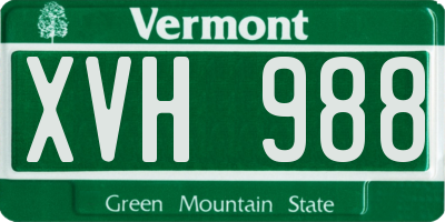 VT license plate XVH988