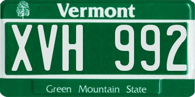 VT license plate XVH992