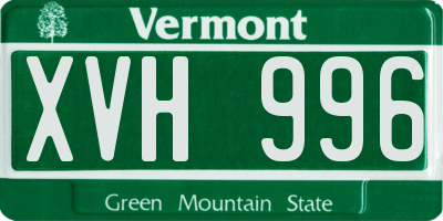 VT license plate XVH996