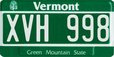 VT license plate XVH998