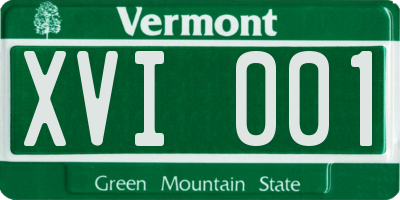 VT license plate XVI001