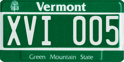 VT license plate XVI005