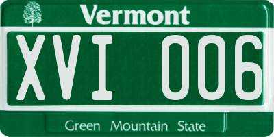 VT license plate XVI006