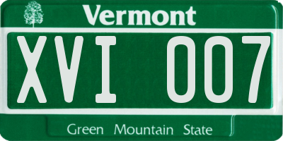 VT license plate XVI007
