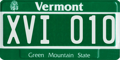 VT license plate XVI010