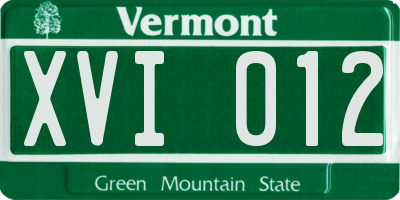 VT license plate XVI012