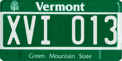 VT license plate XVI013