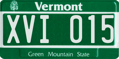 VT license plate XVI015