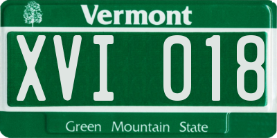 VT license plate XVI018