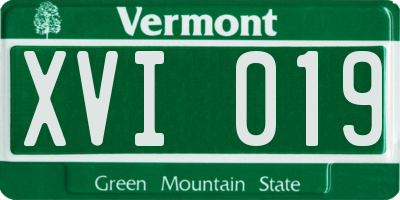 VT license plate XVI019
