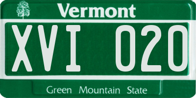 VT license plate XVI020