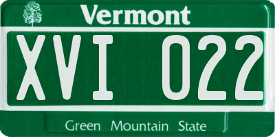 VT license plate XVI022