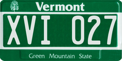 VT license plate XVI027