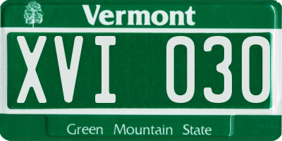 VT license plate XVI030