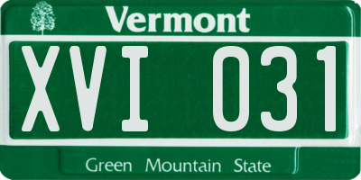 VT license plate XVI031
