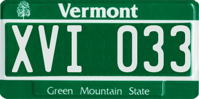 VT license plate XVI033