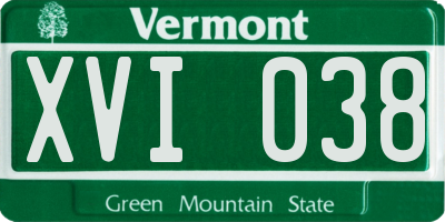 VT license plate XVI038