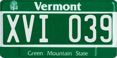 VT license plate XVI039