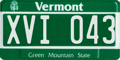 VT license plate XVI043