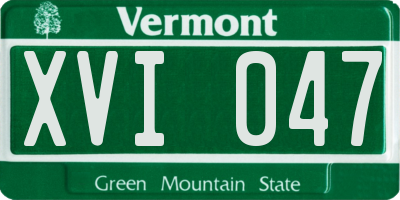 VT license plate XVI047