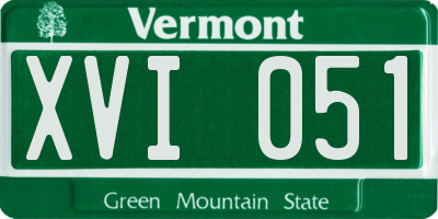VT license plate XVI051