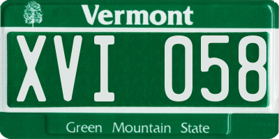 VT license plate XVI058