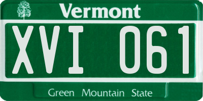 VT license plate XVI061