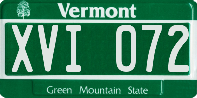 VT license plate XVI072