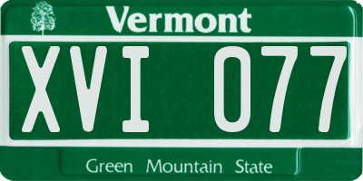 VT license plate XVI077