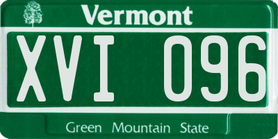 VT license plate XVI096