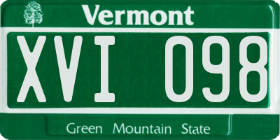 VT license plate XVI098
