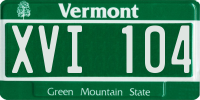 VT license plate XVI104