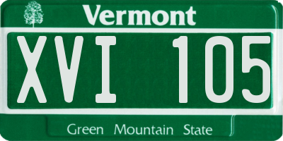 VT license plate XVI105