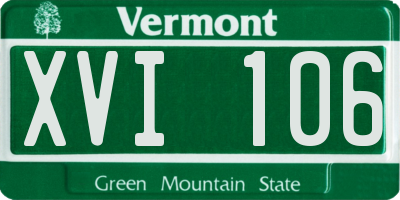 VT license plate XVI106