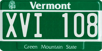 VT license plate XVI108