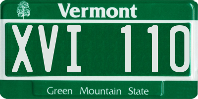 VT license plate XVI110